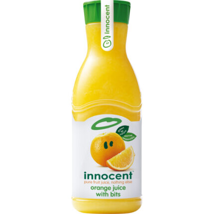 Innocent Orange juice with bits bevat 7.8g koolhydraten