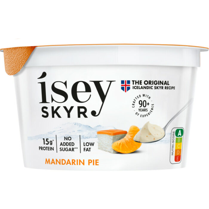 Isey Skyr mandarin pie bevat 4.1g koolhydraten