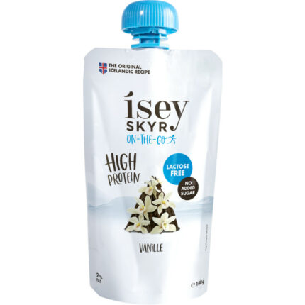 Isey Skyr on-the-go vanille bevat 3.6g koolhydraten