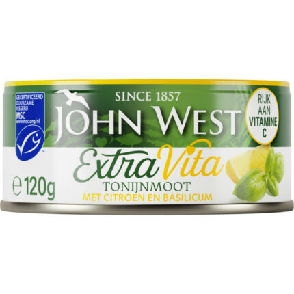 John West Extravita citroen & basilicum bevat 0.3g koolhydraten