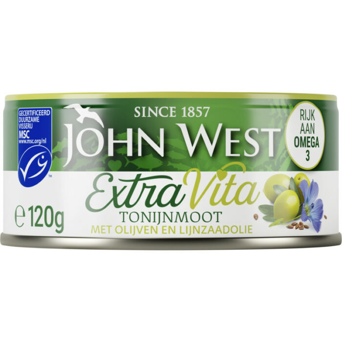 John West Extravita olijf & lijnzaad tonijn bevat 0g koolhydraten