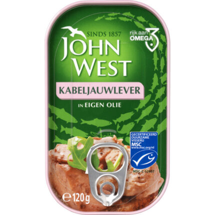John West Kabeljauwlever bevat 0g koolhydraten