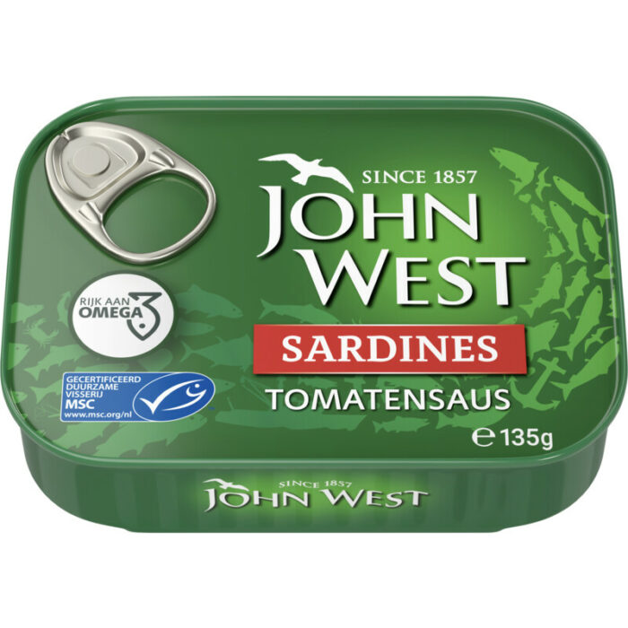 John West Sardines tomatensaus bevat 3.8g koolhydraten