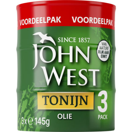 John West Tonijn in olie 3-pack bevat 0g koolhydraten