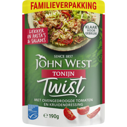 John West Tonijn twist familieverpakking bevat 3.9g koolhydraten