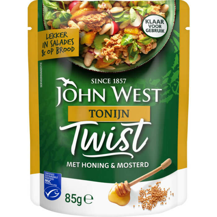 John West Tonijn twist met honing & mosterd bevat 4.6g koolhydraten