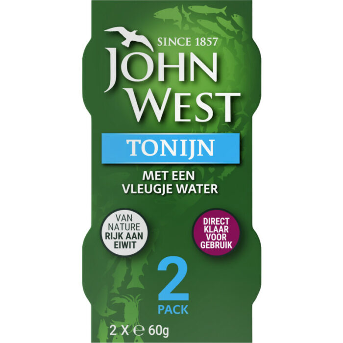 John West Tonijnstukken in water 2-pack bevat 0g koolhydraten