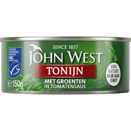 John West Tonijnstukken met groente bevat 7.2g koolhydraten