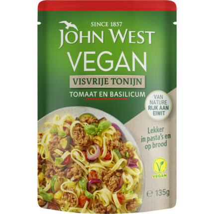 John West Vegan visvrije tonijn tomaat bevat 9.4g koolhydraten