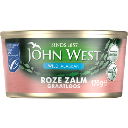 John West Wilde roze zalm zonder vel en graat bevat 0g koolhydraten