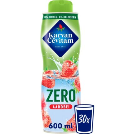 Karvan Cévitam Zero aardbei siroop bevat 0.7g koolhydraten