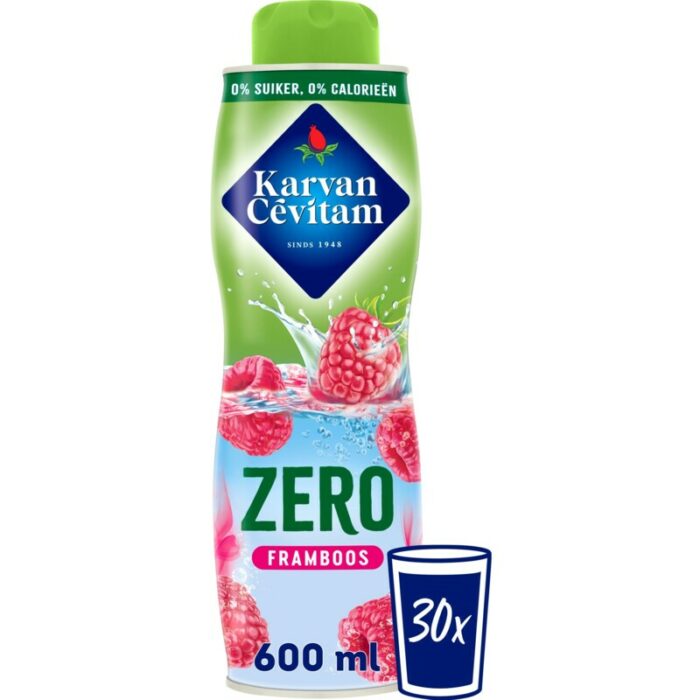 Karvan Cévitam Zero framboos siroop bevat 0.5g koolhydraten