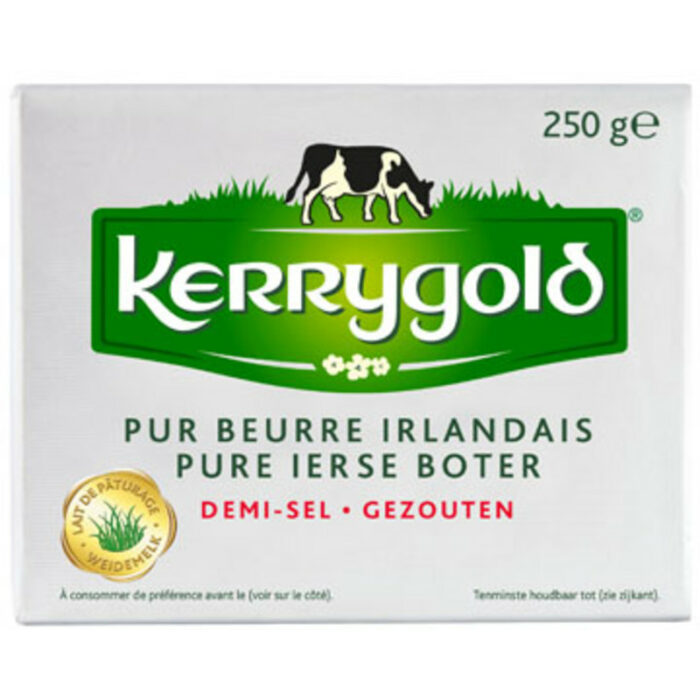Kerrygold Pure Ierse boter gezouten bevat 0.6g koolhydraten