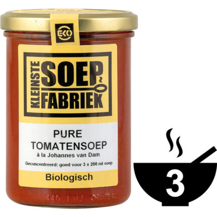 Kleinste Soepfabriek Pure tomaten soep biologisch bevat 2.85g koolhydraten
