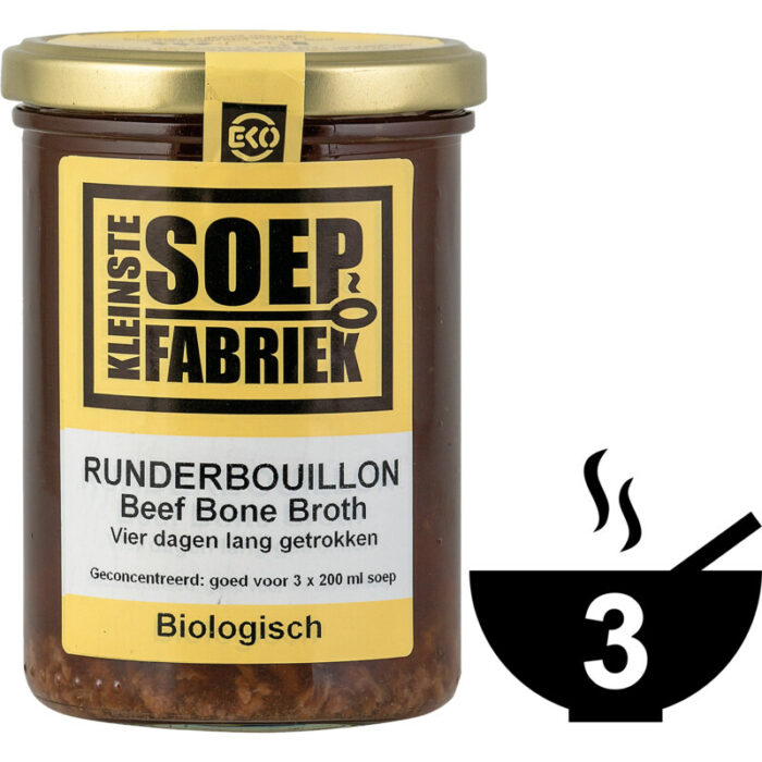 Kleinste Soepfabriek Runderbouillon biologisch bevat 0.7g koolhydraten