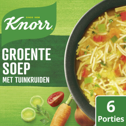 Knorr Mix voor groentesoep bevat 2.3g koolhydraten