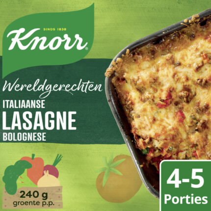 Knorr Wereldgerechten lasagne bolognese XL bevat 10g koolhydraten
