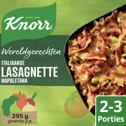 Knorr Wereldgerechten lasagnette napoletana bevat 9.9g koolhydraten