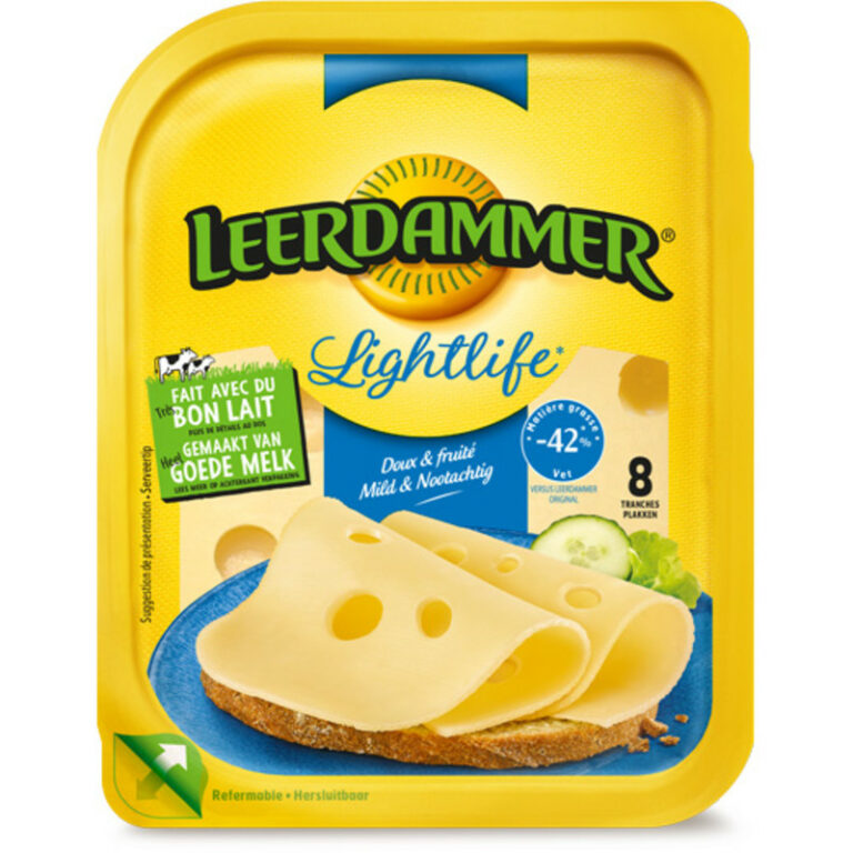 Leerdammer Lightlife 30+ plakken bevat 0.1g koolhydraten