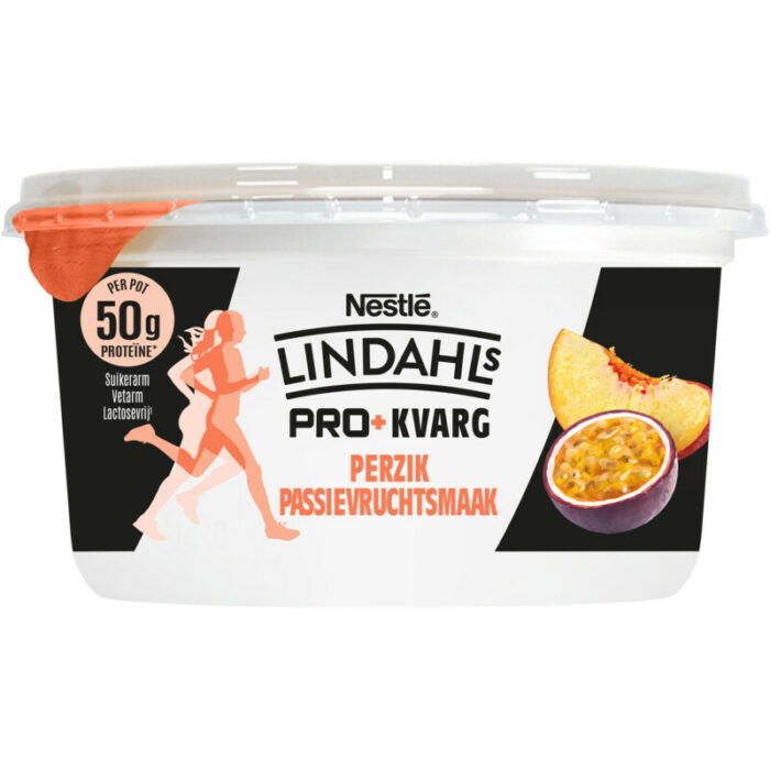 Lindahls Kvarg perzik passievrucht bevat 3.5g koolhydraten