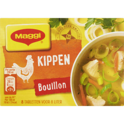 Maggi Kippen bouillonblokjes bevat 0.2g koolhydraten
