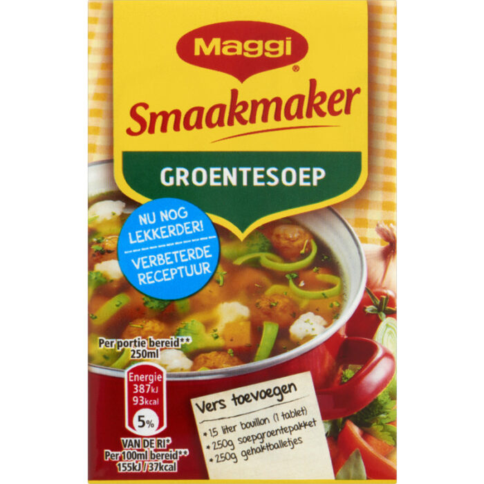 Maggi Smaakmaker groentesoep kruidenmix bevat 1.2g koolhydraten