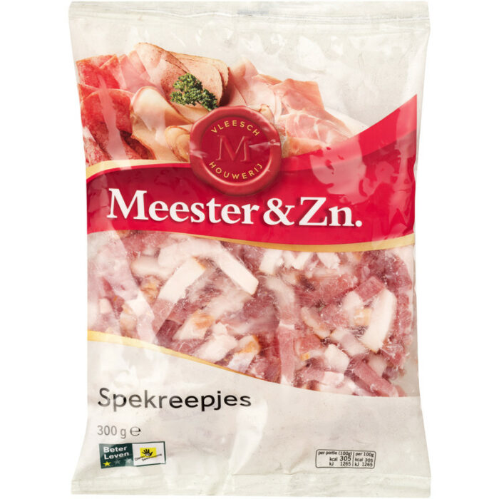 Meester & Zn. Gerookte spekreepjes bevat 0.5g koolhydraten