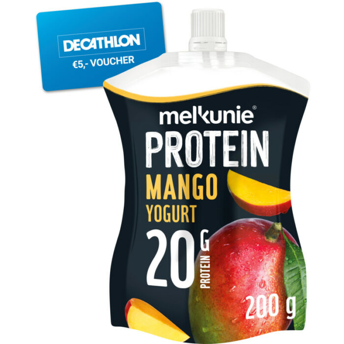 Melkunie Protein mango yoghurt bevat 5.5g koolhydraten
