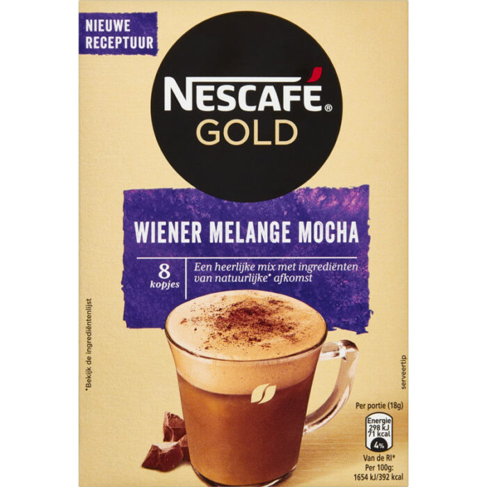Nescafé Gold wiener melange mocha oploskoffie bevat 6.9g koolhydraten
