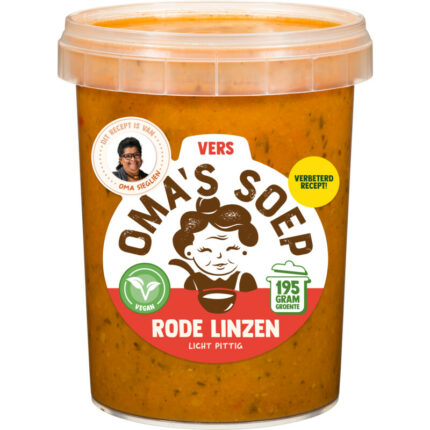 Oma's Soep Rode linzen soep bevat 4.87g koolhydraten