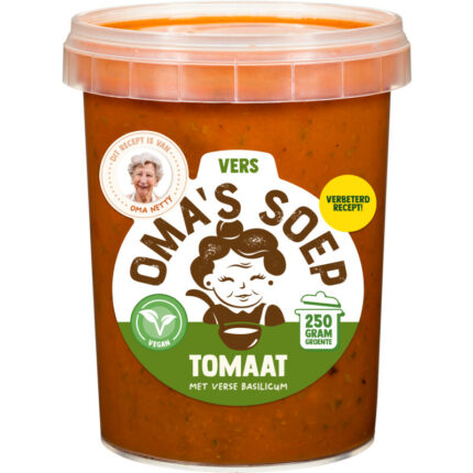 Oma's Soep Tomaat met verse basilicum bevat 4.52g koolhydraten
