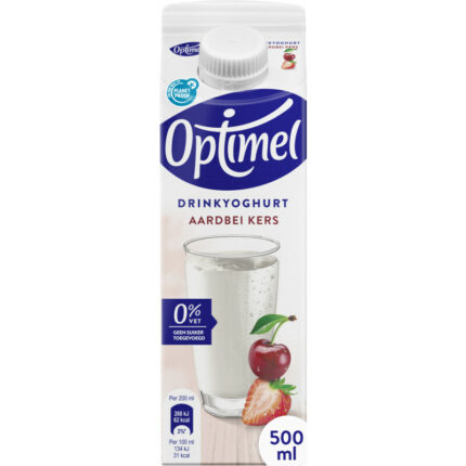 Optimel Drinkyoghurt aardbei kers bevat 3.7g koolhydraten
