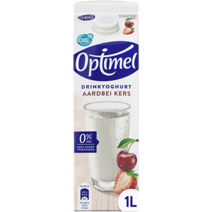 Optimel Drinkyoghurt aardbei-kers bevat 3.7g koolhydraten