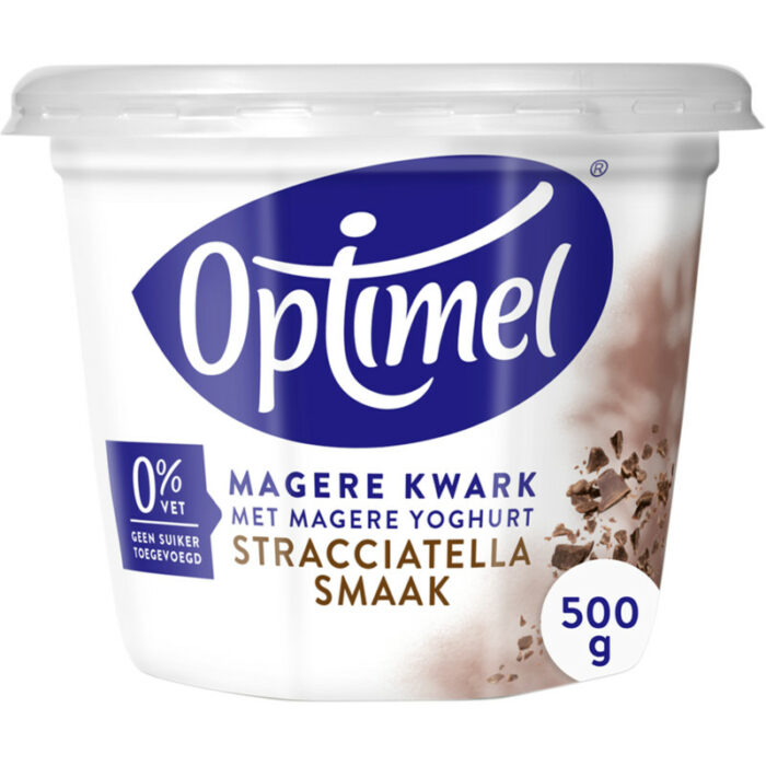 Optimel Magere kwark stracciatella bevat 3.7g koolhydraten