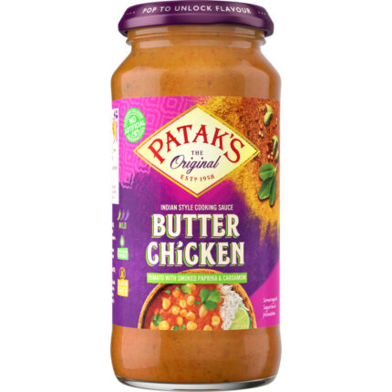 Patak's Butter chicken saus bevat 7.7g koolhydraten