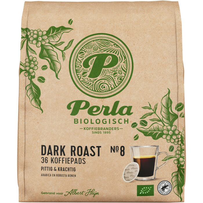 Perla Biologisch Dark Roast koffiepads bevat 0.1g koolhydraten