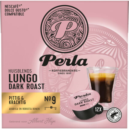Perla Huisblends Dolce gusto lungo dark roast capsules bevat 0.1g koolhydraten