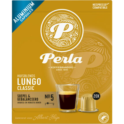 Perla Huisblends Lungo classic capsules bevat 0.1g koolhydraten