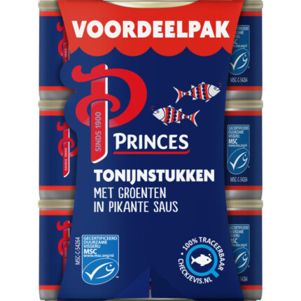 Princes Tonijnstukken groente in pikante saus bevat 5g koolhydraten