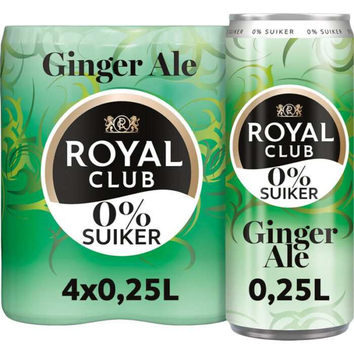 Royal Club Ginger ale 0% 4pack bevat 0g koolhydraten