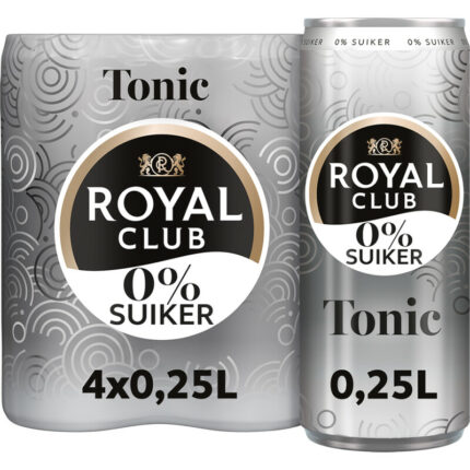Royal Club Tonic 0% suiker 4-pack bevat 0g koolhydraten