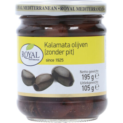 Royal Kalamata olijven zonder pit bevat 1.4g koolhydraten