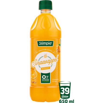 Slimpie Sinaasappel siroop 0% suiker bevat 0g koolhydraten