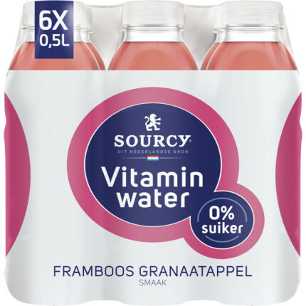 Sourcy Vitaminwater framboos granaatappel tray bevat 0g koolhydraten