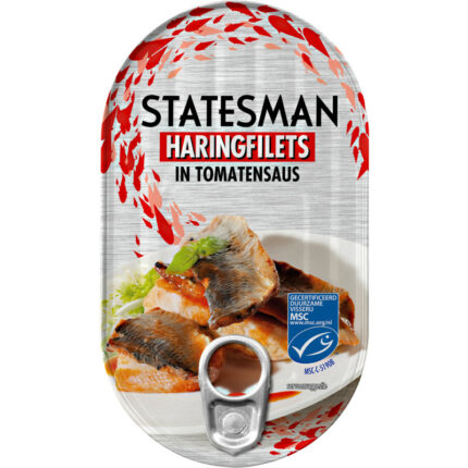 Statesman Haringfilets in tomatensaus msc bevat 5.7g koolhydraten