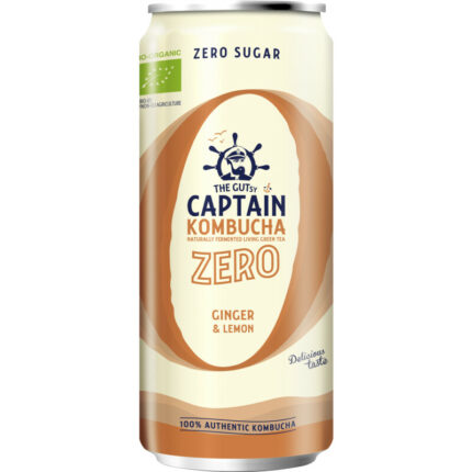 The Gutsy Captain Kombucha zero ginger lemon bevat 0g koolhydraten