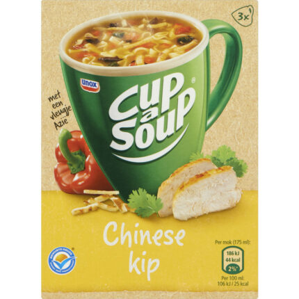Unox Cup-a-soup Chinese kip bevat 4.4g koolhydraten