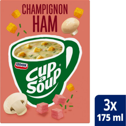 Unox Cup-a-soup champignon ham bevat 5.2g koolhydraten