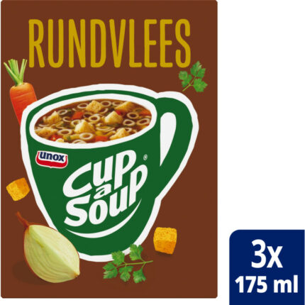 Unox Cup-a-soup rundvlees bevat 5.5g koolhydraten