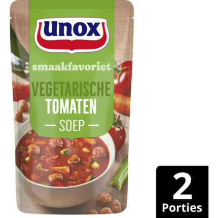Unox Tomatensoep met vega ballen bevat 5.9g koolhydraten
